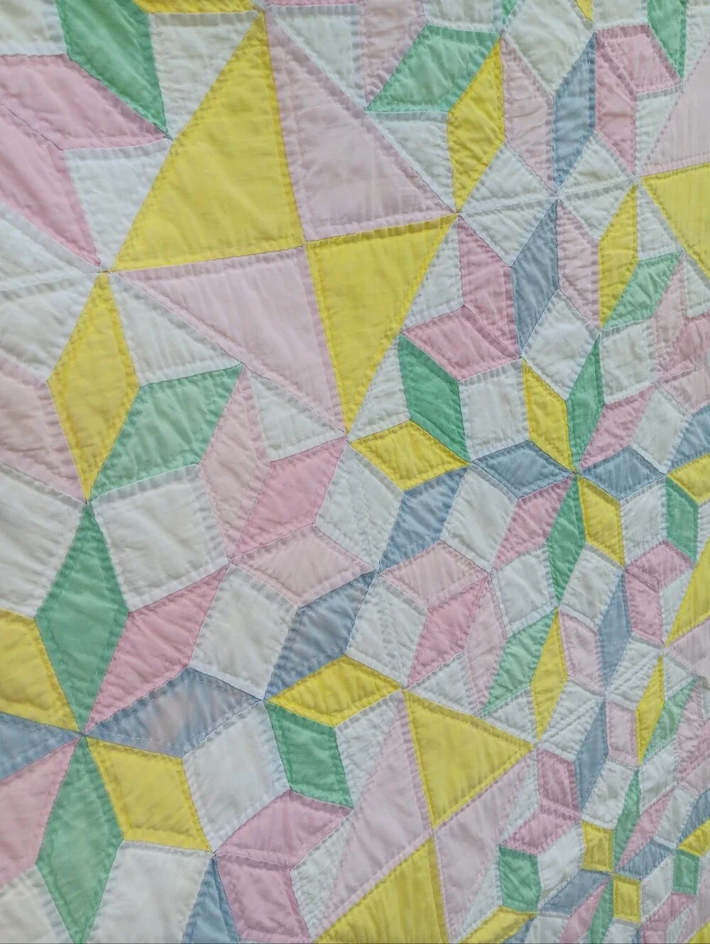 Antique Handstitched Pastel Patchwork Quilt